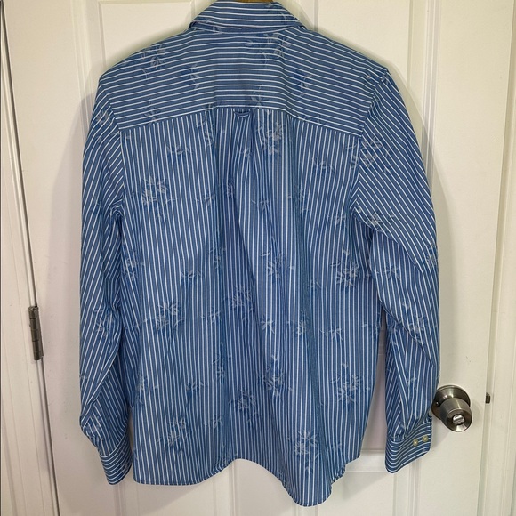 Orvis Men's Blue and White Striped Shirt (See Measurements) - Picture 3 of 9